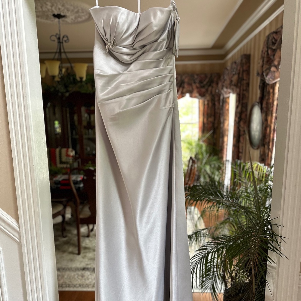 D’Zage Silver Formal Bridesmaid Gown